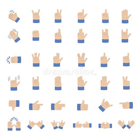 Set Of Hand Emoticon Stock Vector Illustration Of Emoticon