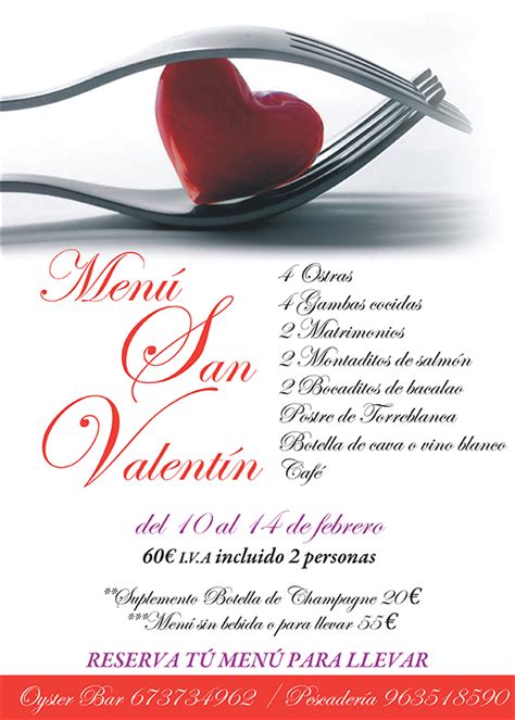 Menú Especial San Valentín Disfrútalo En Nuestro Oyster Bar O