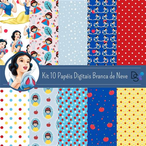 Papel Digital Branca De Neve - KIT PAPEL DIGITAL BRANCA DE NEVE - SCRAPBOOK | Elo7
