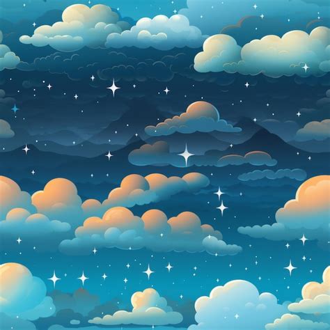 Cielo Nocturno Con Nubes Y Estrellas Ilustraci N Vectorial Foto Premium