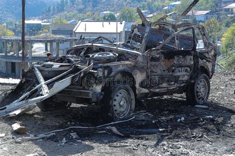 Civilian Car Struck by a Missile in Stepanakert Editorial Image - Image of missile, karabakh ...