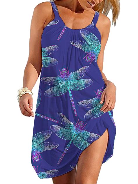 Lumento Plus Size Women Summer Beach Bikini Cover Up Swimsuit Sleeveless Pleated T Shirt Dress