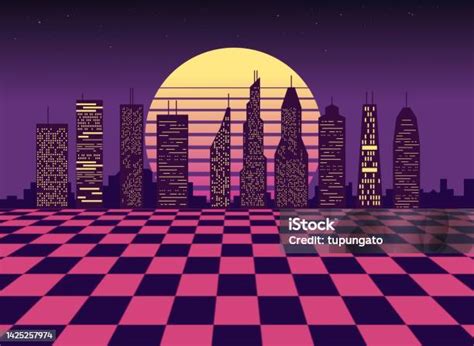 Retro Futuristic Vaporwave City Stock Illustration Download Image Now