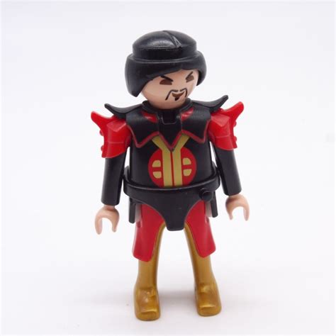 Playmobil Chevalier Samourai Rouge Et Noir Col Noir Et Rouge Ceinture Noire