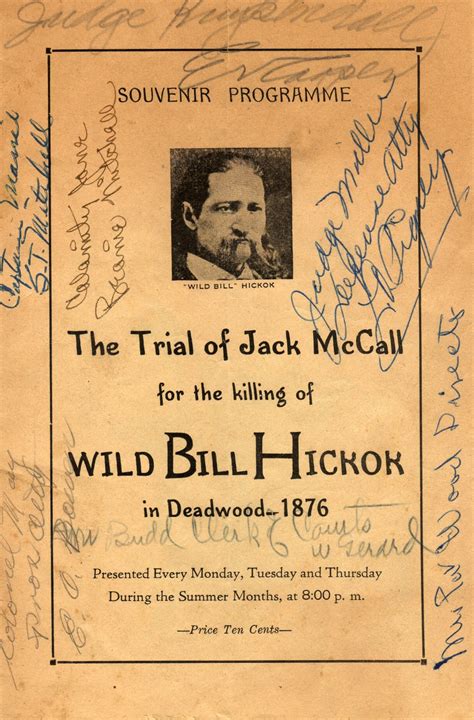 Trial of Jack McCall, Killing of Wild Bill, Signed Vintage Souvenir ...