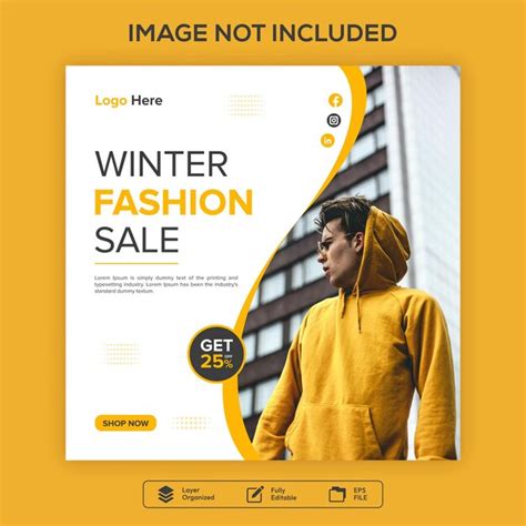 Premium Vector Winter Fashion Sale Social Media Post Design Template