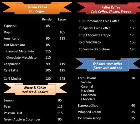 Coffee Bike Menu Menu Restauracji Coffee Bike Bellandur Bangalore