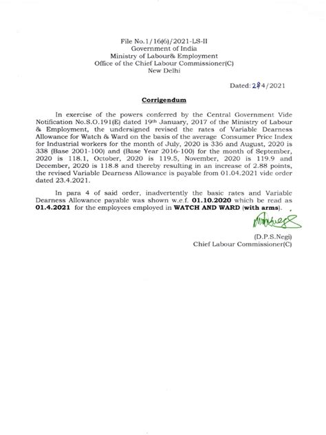 Revised VDA (Minimum Wages) Effective From 1st April 2021 With ... 