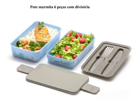 Pote Marmita Talher Empilhável 6 Peças Fitness Trabalho MercadoLivre