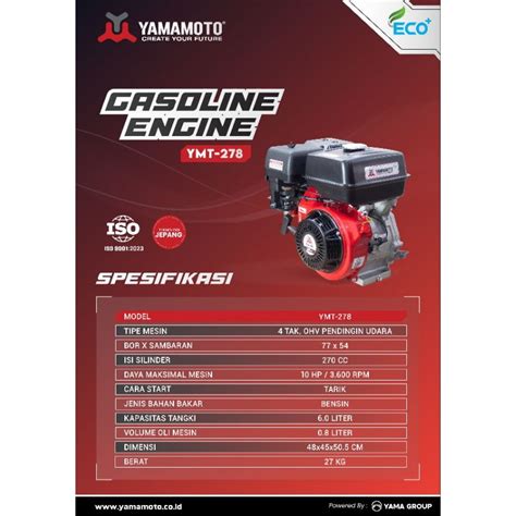 Jual Mesin Penggerak Gasoline Engine Yamamoto Ymt Hp Engines