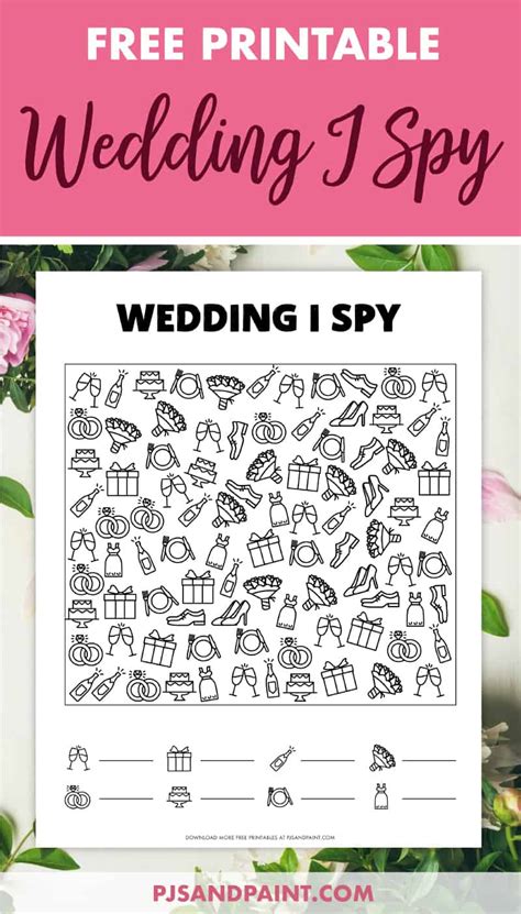 Free Printable Wedding I Spy Game For Kids Pjs And Paint