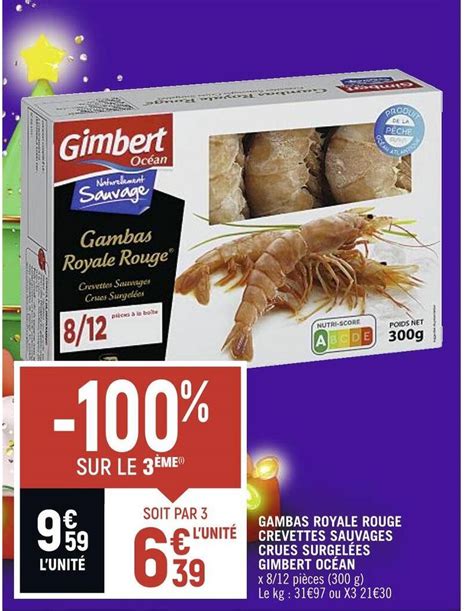 Promo Gimbert Oc An Gambas Royale Rouge Crevettes Sauvages Crues