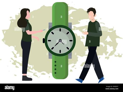 Boy And Girl Looking At Wristwatch Stock Vector Image Art Alamy