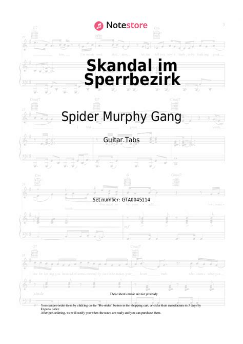 Skandal Im Sperrbezirk Tabs Guitar Spider Murphy Gang In Note Store