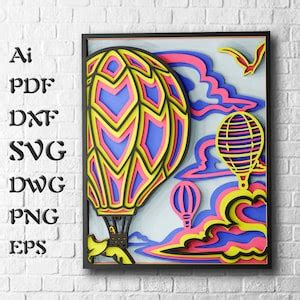 Hot Air Balloon Layered Svg Files For Cricut Projects Laser Etsy Uk