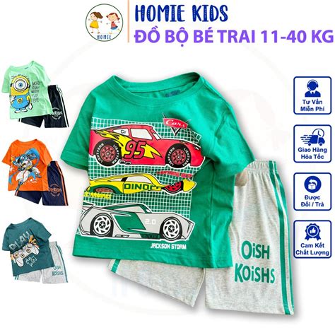 Đồ Bộ Cho Bé Trai 11 40 Kg Set Quần Áo Trẻ Em 1 12 Tuổi Cotton Chính Phẩm In Hoạt Hình Hot Trend