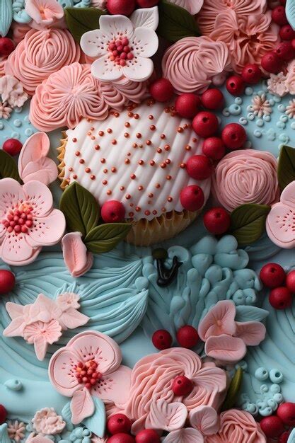 Premium AI Image There Is A Cupcake With Frosting And Flowers On It