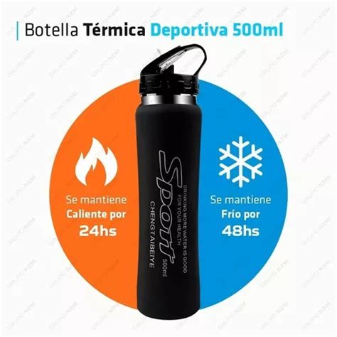 Botella Termica Deportiva Termo Acero Engomado Ml Pack En Venta