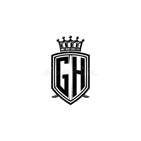 Gh Logo Monogram Shield Crown Luxury Design Stock Vector Illustration