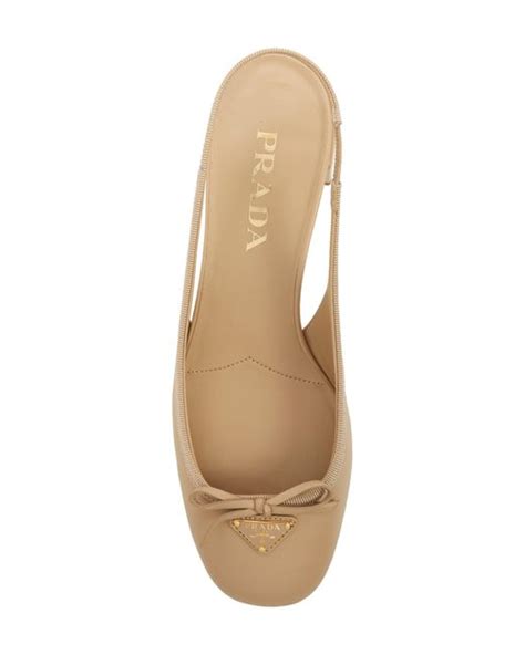 Prada Triangle Logo Bow Slingback Pump In Natural Lyst