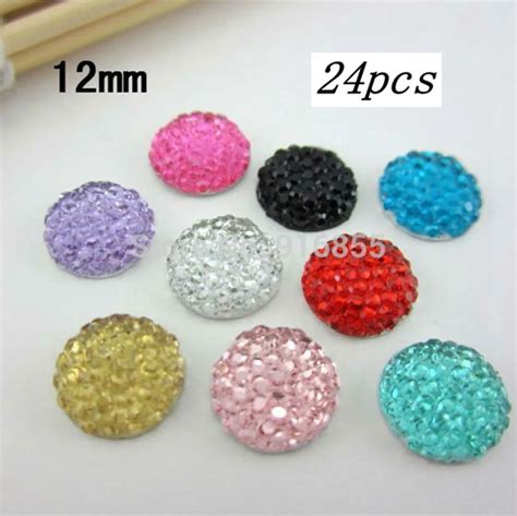 Sales Pcs Mm Flatback Resin Dotted Round Rhinestone Cabochon Gems