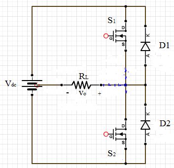 A Conventional Single Phase Half Bridge Inverter With Mosfet