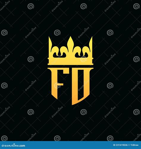 Initial Letters FD Logo Monogram Emblem Style With Crown Stock Vector