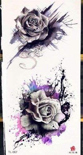 Tempor Res Tattoo Set Rosen Schwarz Wasserfest Einmal Blumen Rose Ebay