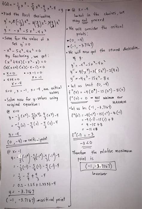 Solved Find The X And Y Coordinates Of Any Relative Maxima Of The