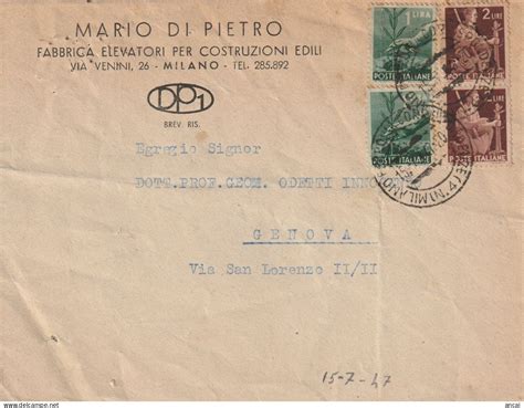 1946 60 Storia Postale Italy A183 Milano 1947 Lettera