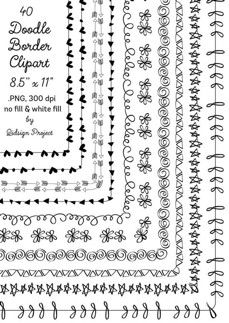 40 Hand Drawn Frames Clipart Border Clipart For Scrapbooking