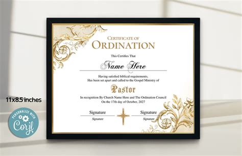 Pastor Ordination Certificate Elegant Ordination Certificate - Etsy