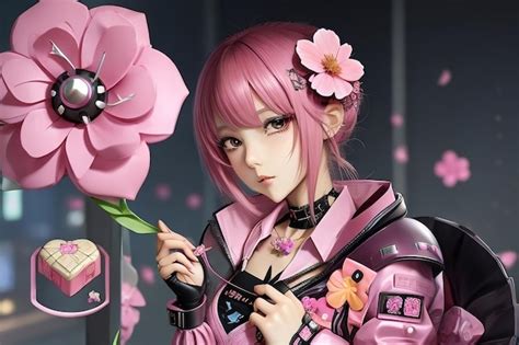 Chica anime en bikini rosa mirándote Foto Premium