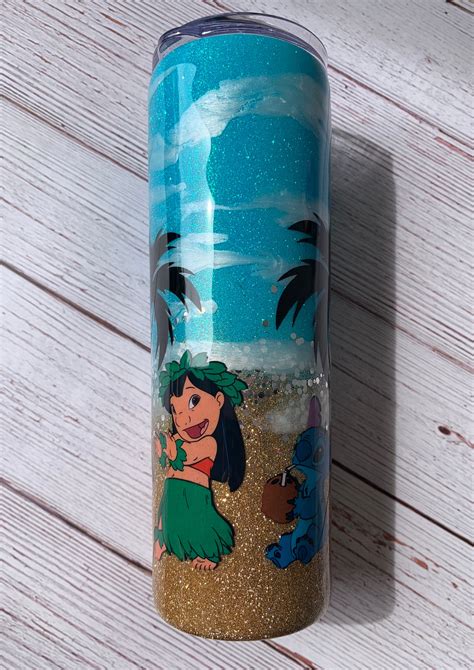 Lilo And Stitch Tumbler Glitter Custom Tumbler Etsy Uk