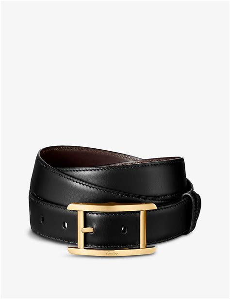 Cartier Tank De Reversible Leather Belt In Black Modesens