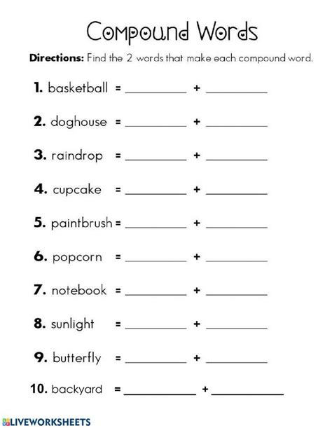 Compound Words Worksheet For 1st 2nd Grade Lesson Planet