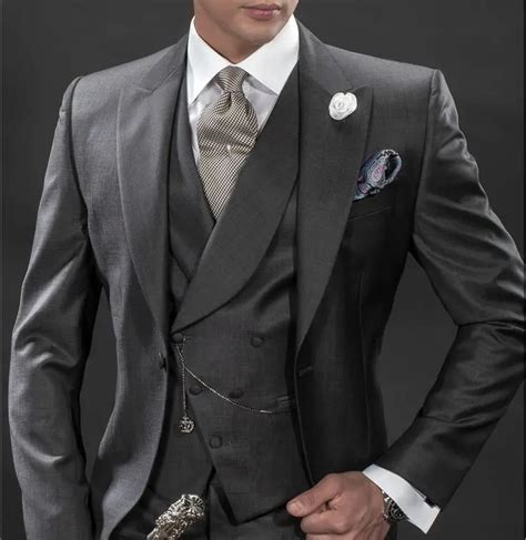 Latest Coat Pant Designs Grey Shawl Lapel Italian Men Suit Formal Slim