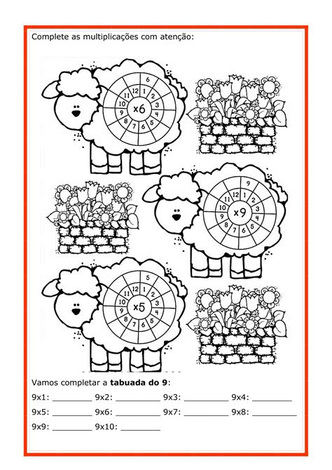 ATIVIDADES DE MATEMÁTICA MULTIPLICAÇÃO TABUADA Cuca Super legal
