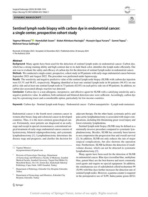 Pdf Sentinel Lymph Node Biopsy With Carbon Dye In Endometrial Cancer