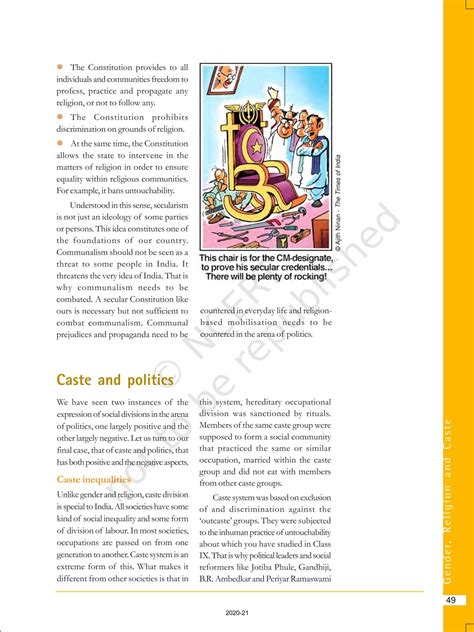 Gender Religion And Caste Ncert Book Of Class 10 Democratic Politics Ii