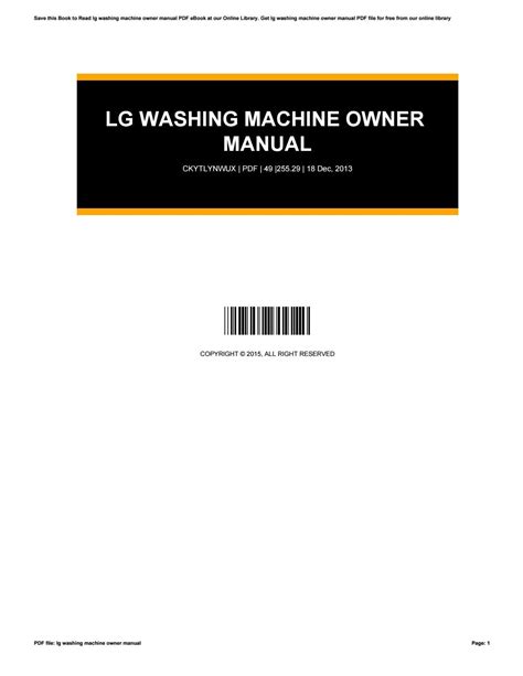 Lg washing machine owner manual by i135 - Issuu