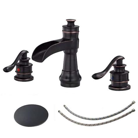 Oil Rubbed Bronze Bathroom Faucet 3 Hole 8 In Widespread Double Handle Bathroom Faucet With