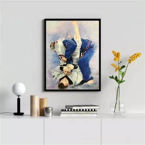 Quadro Decorativo Jiu Jitsu 45x34cm Vidro Madeira Preta MercadoLivre