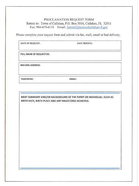 Fillable Online Proclamation Request Form Sample Copy Fax Email Print