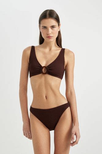 Kahve Kadın Fall in Love Regular Fit Bürümcük Bikini Alt 3082081 DeFacto