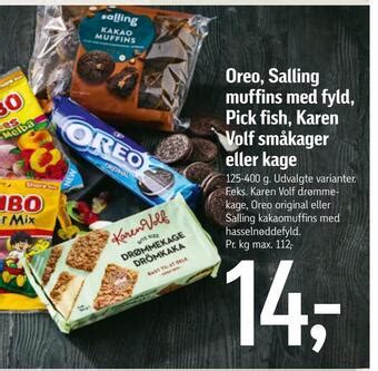 Oreo Salling Muffins Med Fyld Pick Fish Karen Volf Sm Kager Eller