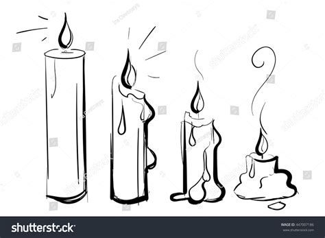 Vector Set Sketch Candles Process Candle เวกเตอร์สต็อก 447007186