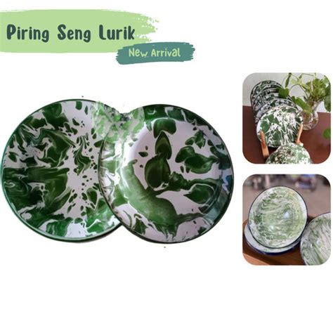 Jual Piring Enamel Seng Kaleng Blirik Lurik Loreng Loreng Jadul 20cm