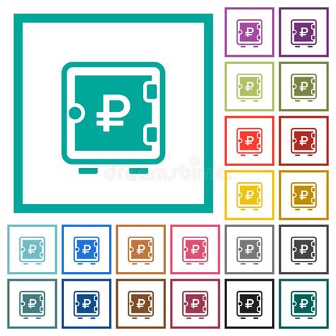 Cuadro Fuerte De Rublos Iconos De Color Plano Con Marcos Cuadrantes