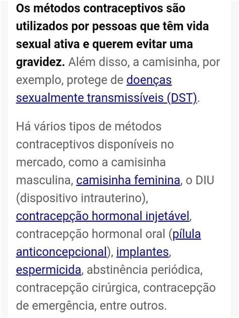 Os M Todos Contraceptivos S O Utilizados Por Pessoas Que T M Vida